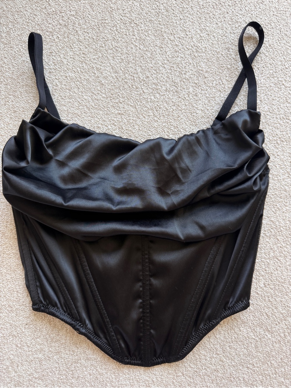 Urban Outfitters Black Satin Draped Cowl Crop Top - Picture 3 of 5